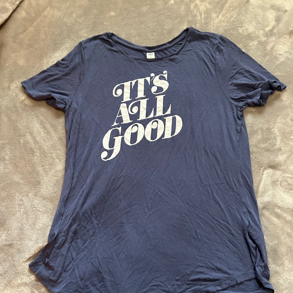 Navy Graphic T-Shirt with White Text